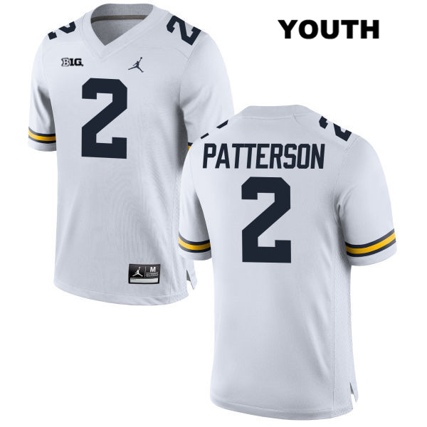 Youth NCAA Michigan Wolverines Shea Patterson #2 White Jordan Brand Authentic Stitched Football College Jersey MN25M85HM